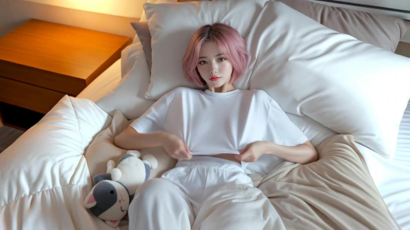 Rosie in bed topless