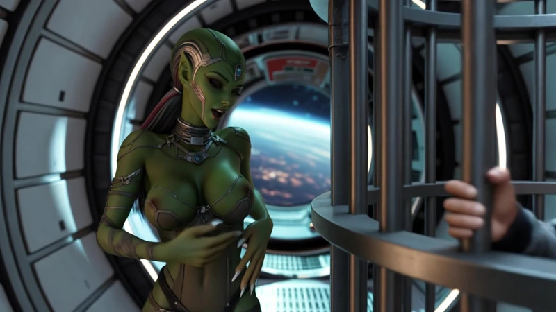 Alien Girl has Human hostage