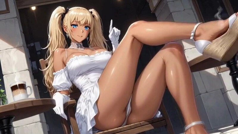 A walk with Rumi. She plays with her pussy AI Generated