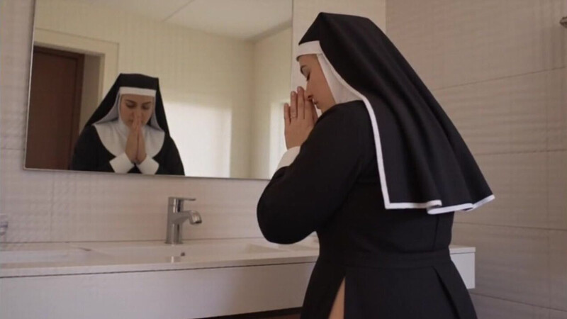 Nun dominated by 18 years old guy secretly after everyone has left (AI generated)