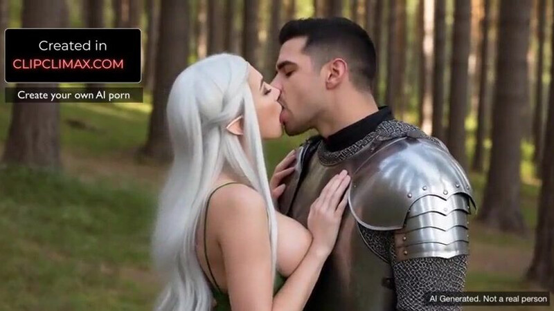 AI Generated Busty Wood Elf Seduces Knight for Hard Fuck in the Forest - Medieval Fantasy Porn