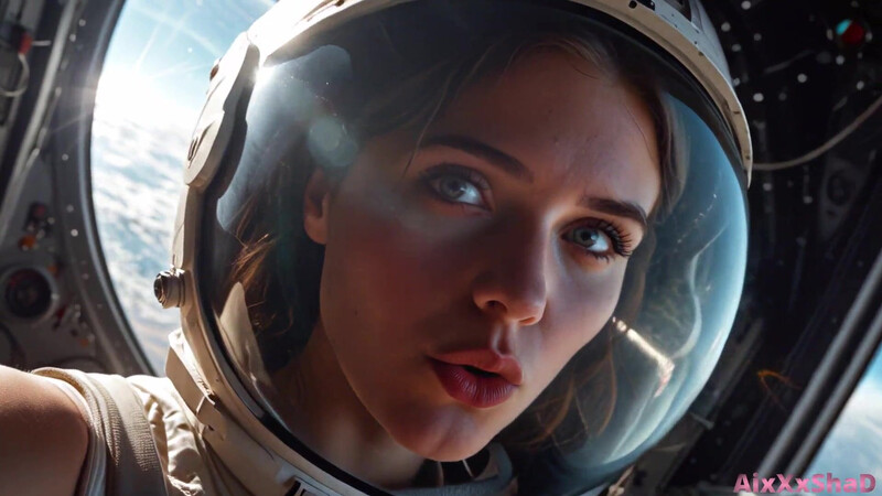 Sex in space and cumming in pussy, cum flowing out of pussy. [AI Generated]