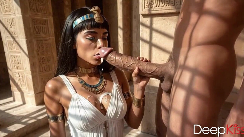I made my slave suck my cock, and she obeyed, swallowing every drop of my cum[AI]