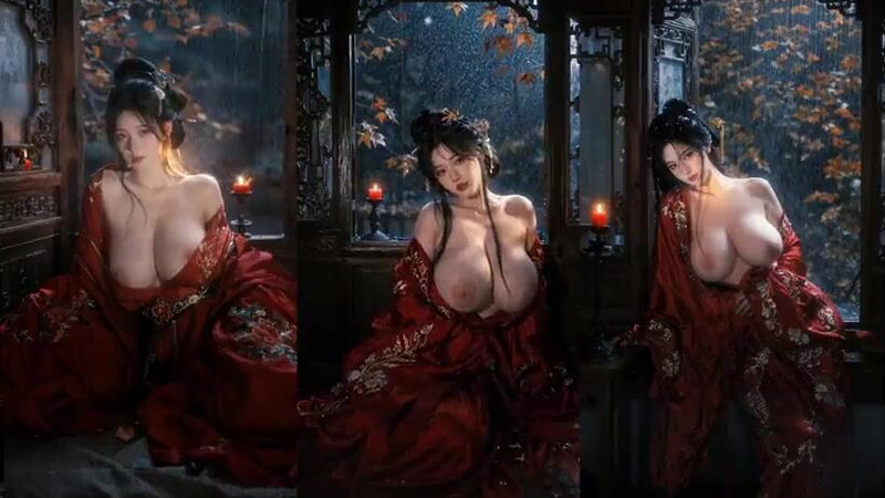 [AI-generated] Two sisters live in a secluded fairyland, kissing each other in a hot spring and caressing each other in their boudoir.
