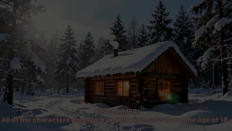 A blonde slut receives a warm cumshot on her tits in a cozy cabin during a snowy winter day by a stud [AI GENERATED]