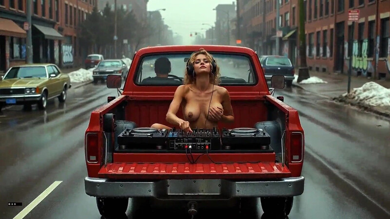 [AI-generated] Future Rave Mud Run in South Bronx - AI Girls Racing Almost Naked with Bouncing Tits Getting Dirty in Rainy Streets