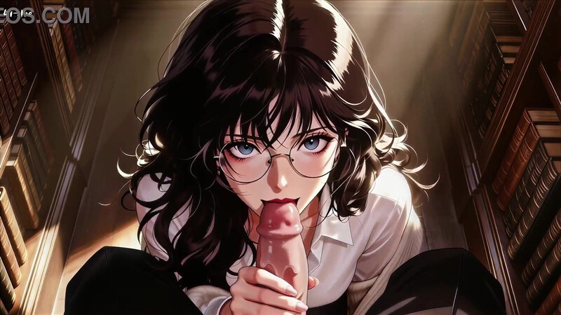 Gap Moe glasses beautiful woman , the private study session in the library.Super temptation.Episode 3. AI-generated