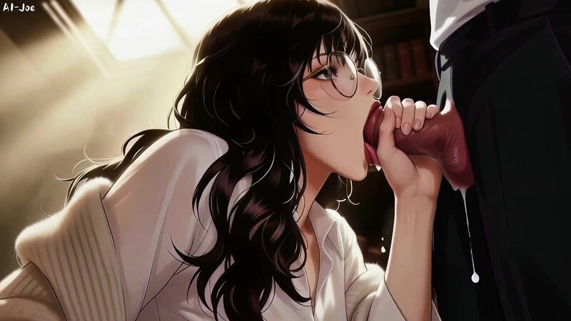 Gap Moe glasses beautiful woman , the private study session in the library.Super temptation.Episode 3. AI-generated