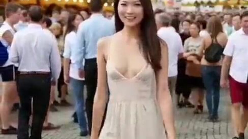 Skinny Thai girl at Oktoberfest in Munich and gets fucked in public, AI-generated