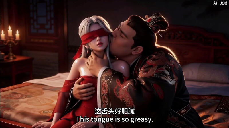 Cuckold Husband Watches Fat Bull Fuck His Blindfolded Red Concubine, E1 AI-generated