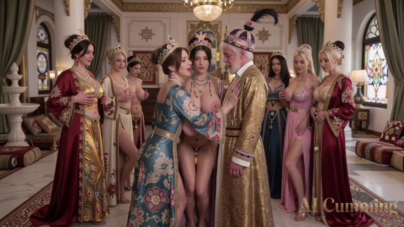 Ottoman Sultan has an Orgy with his Harem of Busty Women (AI Generated)