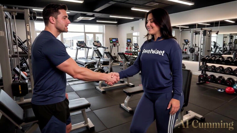 Gym coach fucks his Chubby Busty Student during an intense cardio session (AI Generated)