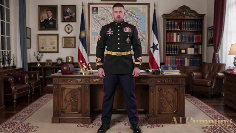 Army general fucks a super hot Busty Blonde Cadet (AI Generated)