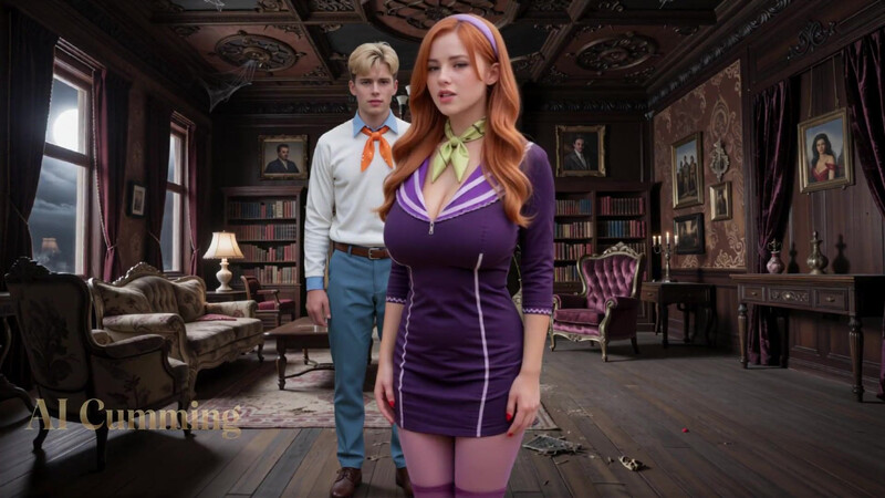 Fred and Daphne have some fun while the team searches for the ghost (AI generated)